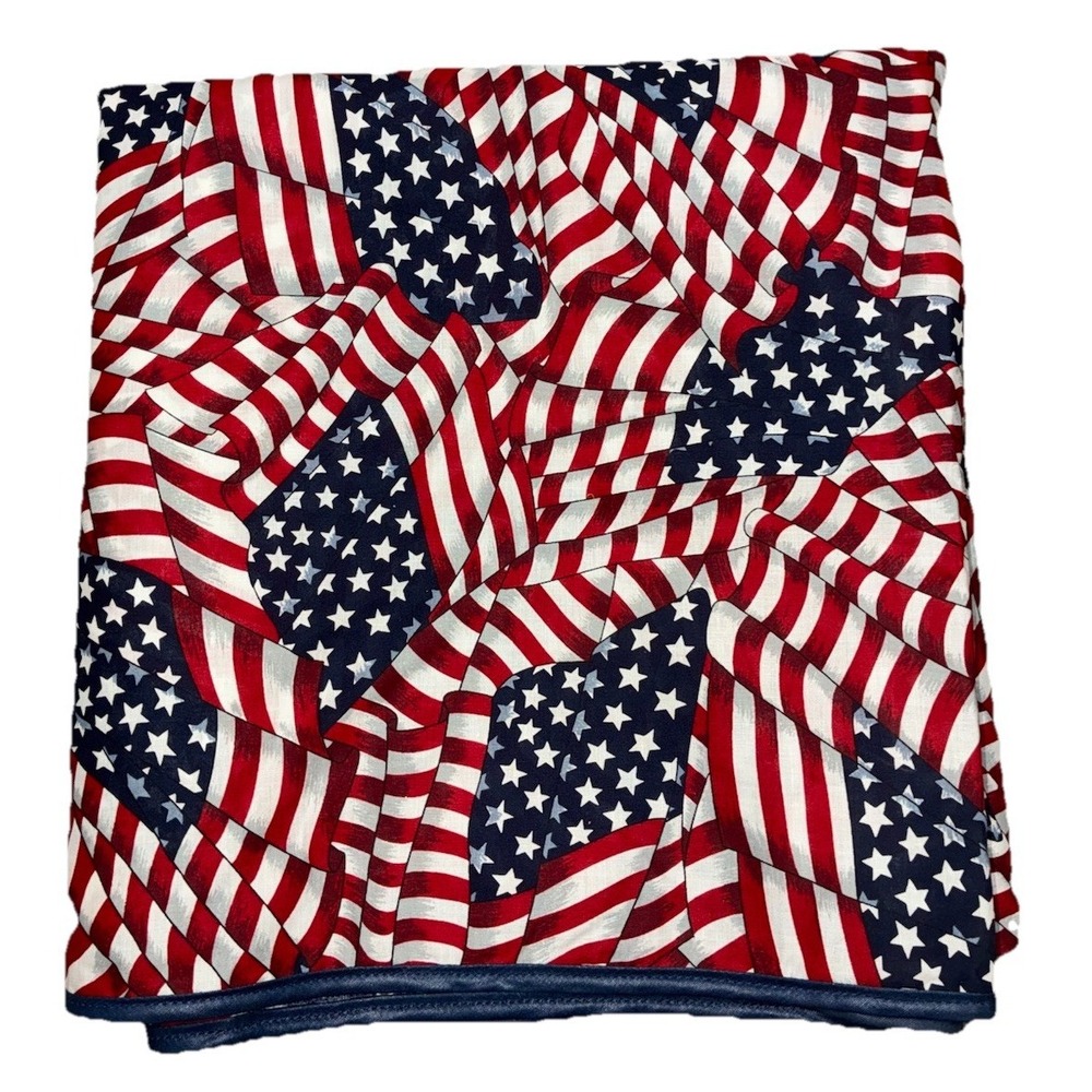 Tablecloth American Waving Flag 100x60" Cotton Cranston USA Handmade Vintage NEW